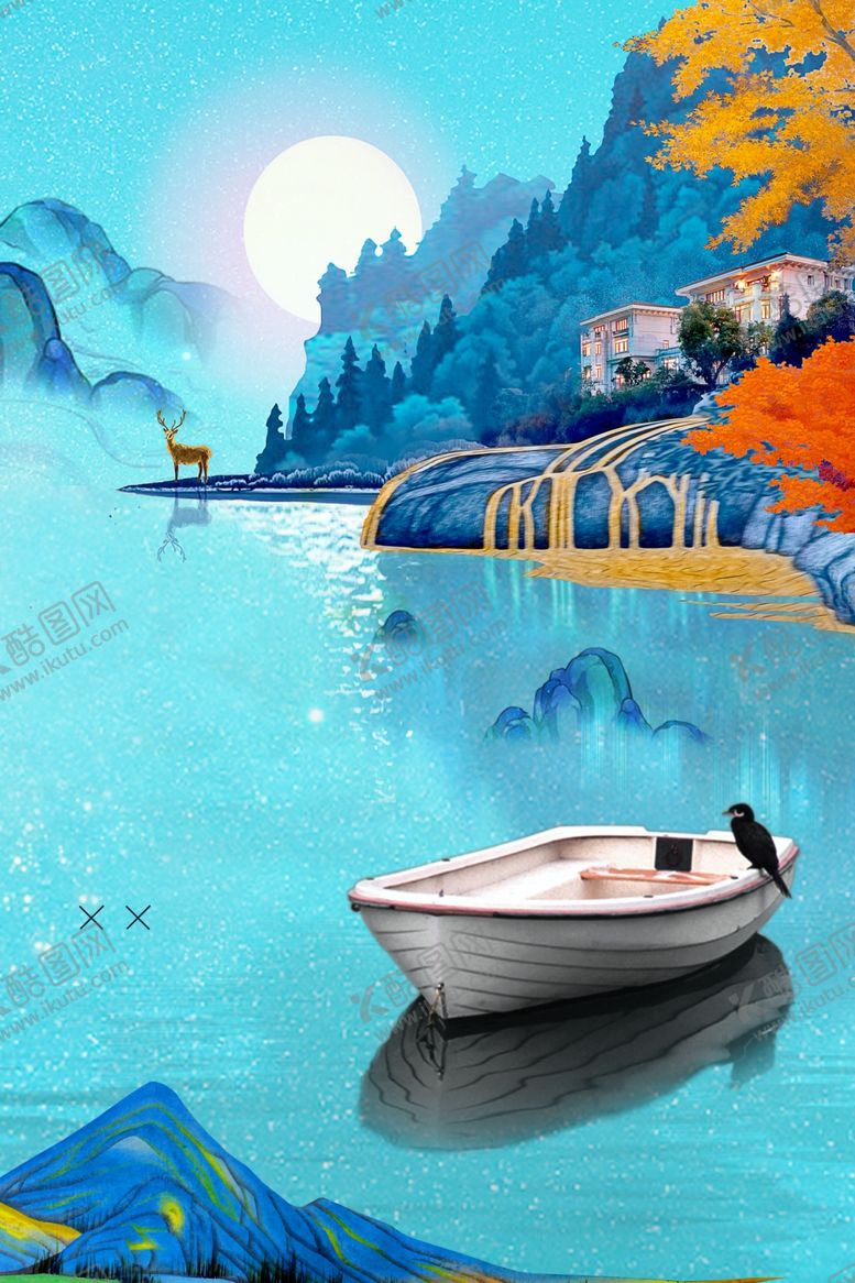编号：91642709200120001619【酷图网】源文件下载-小船湖水