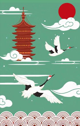 国潮插画中风元素文化封面