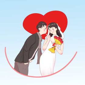 结婚新人线条LOGO