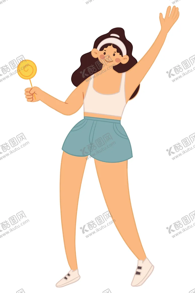 编号：11009501140510201082【酷图网】源文件下载-简约清新扁平风运动女生元素