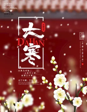 简约下雪大寒二十四节气节日海报