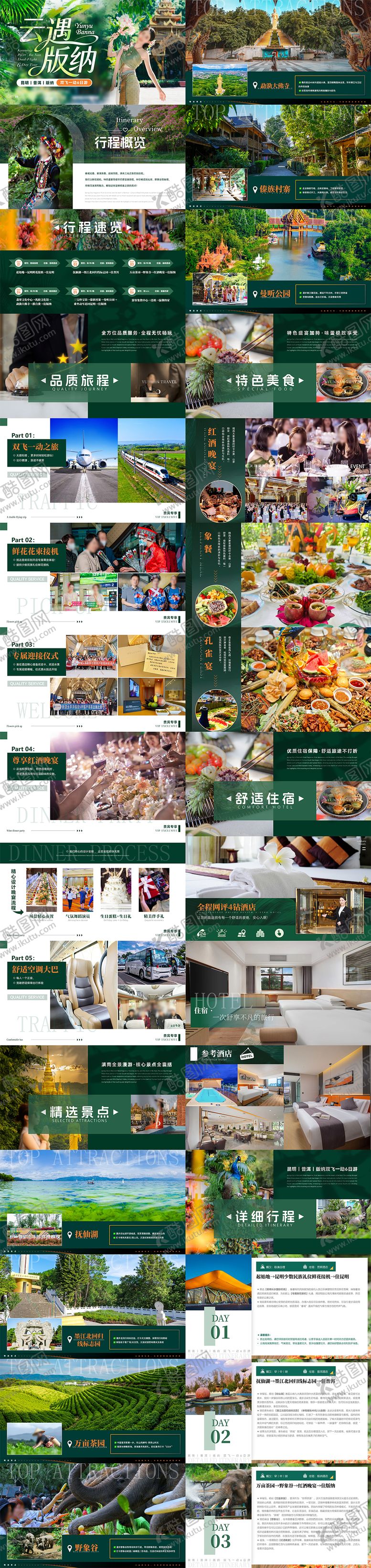 编号：27513702060755325237【酷图网】源文件下载-云遇版纳昆明版纳旅游PPT