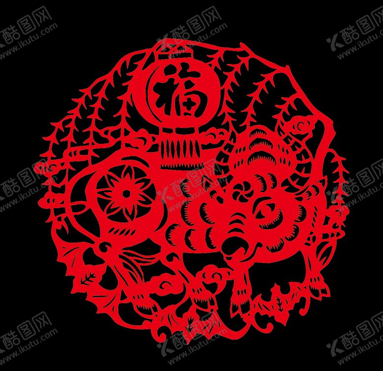 编号：69581507052032235312【酷图网】源文件下载-牛年剪纸图片