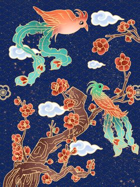 国潮图片意境装饰画绚丽展板
