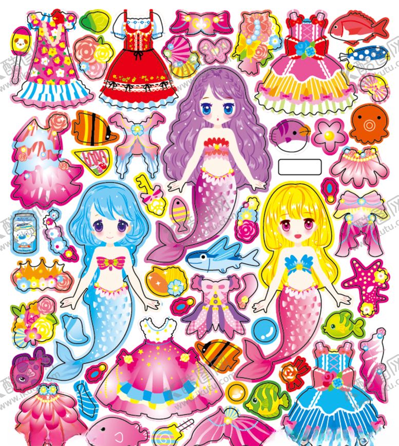 编号：57898509210752043269【酷图网】源文件下载-换装贴纸美少女泡泡贴