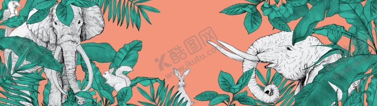 编号：80859209280011563175【酷图网】源文件下载-手绘大象墙纸