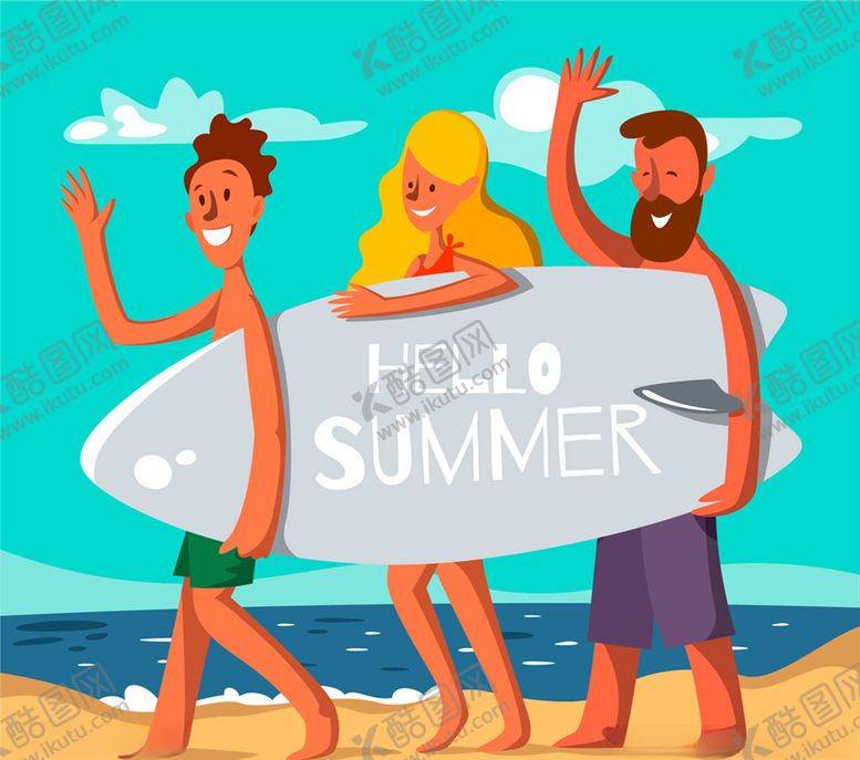 编号：49703610130228236894【酷图网】源文件下载-创意夏季抬重浪板