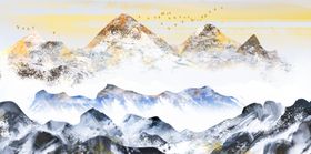 山水国风传统古风插画背景素材