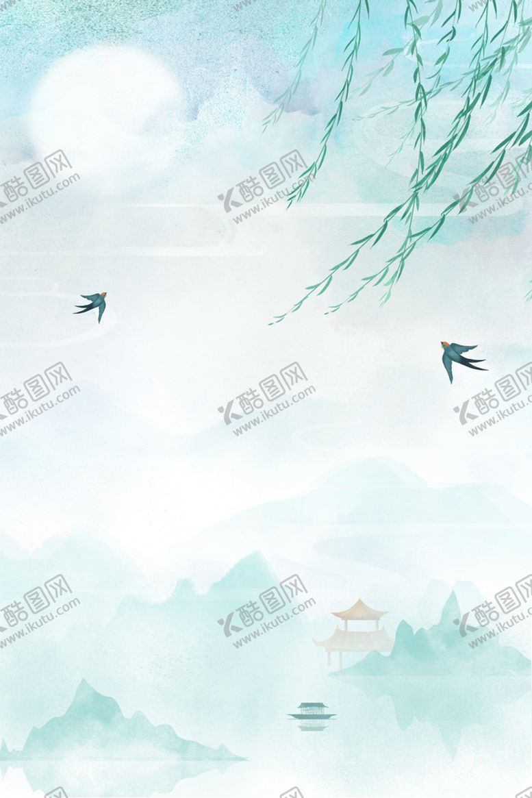 编号：68034109150700340615【酷图网】源文件下载-水墨中国风清新古风海报背景
