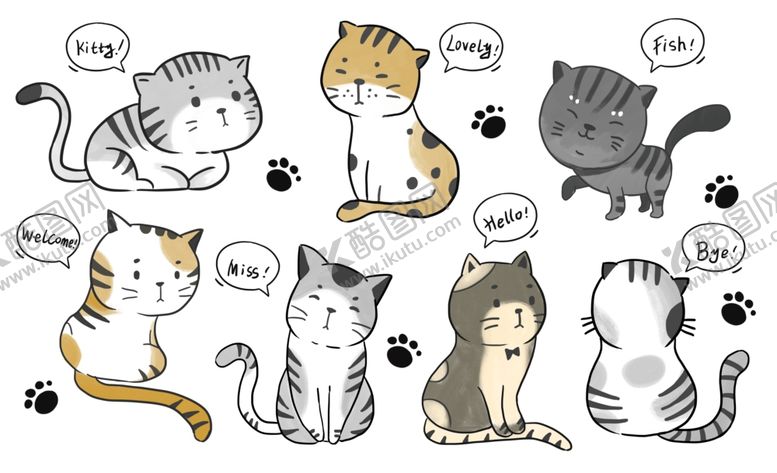 编号：31114409261413332341【酷图网】源文件下载-手绘猫咪