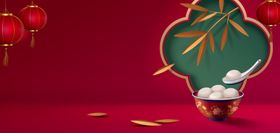 新年元宵节红色简约中式背景