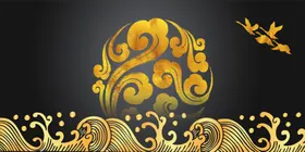 中国风山水背景天道酬勤画装修式