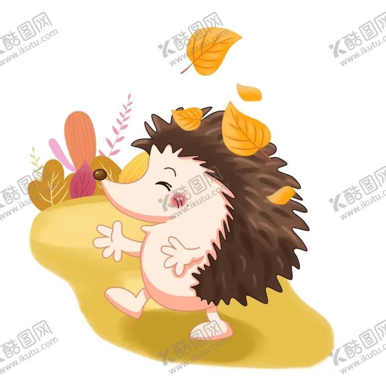 编号：69760502190043143523【酷图网】源文件下载-丰收的刺猬你好秋天插画