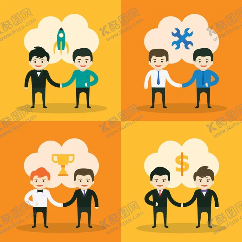编号：12694009172232232569【酷图网】源文件下载-卡通合作商务男子