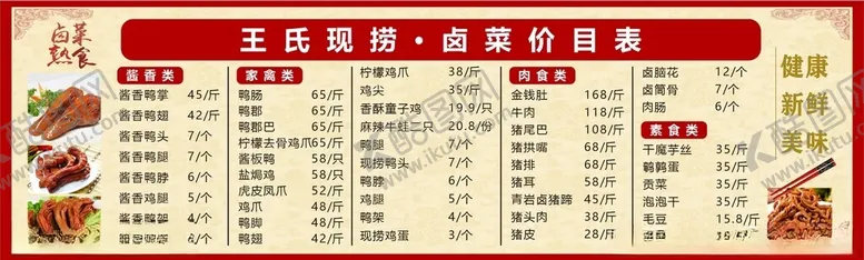 编号：42883401300301545253【酷图网】源文件下载-卤菜价目表
