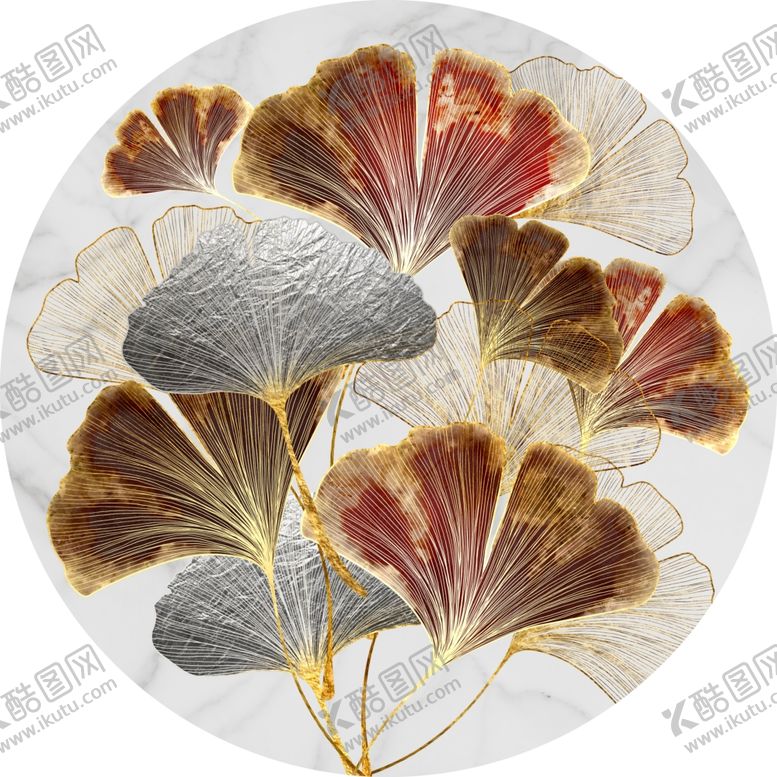 编号：93979609260845425209【酷图网】源文件下载-银杏叶圆形装饰画