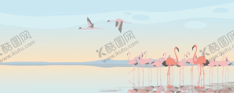 编号：55978305062151064544【酷图网】源文件下载-火烈鸟装饰画