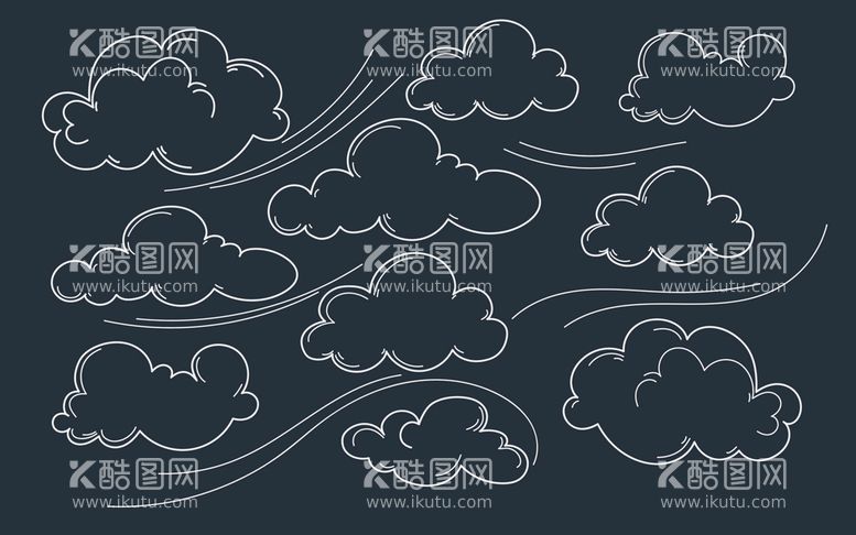 编号：50634710052305108053【酷图网】源文件下载-手绘云朵线稿云彩