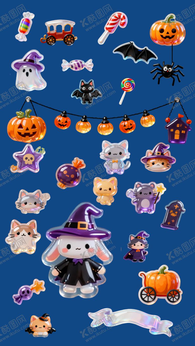 编号：37190711010209211821【酷图网】源文件下载-万圣节免扣立体贴纸