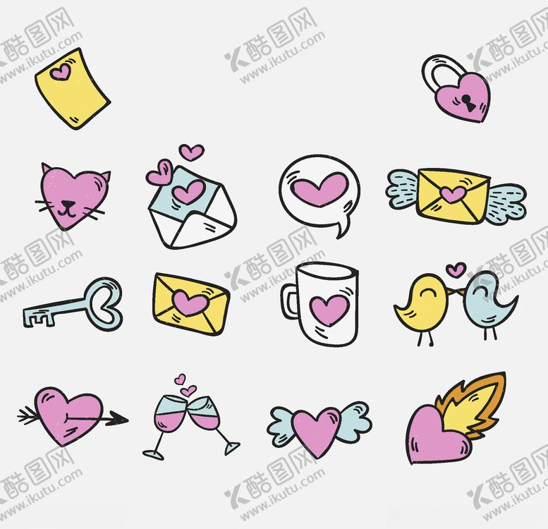 编号：38075010060845523120【酷图网】源文件下载-情人节元素