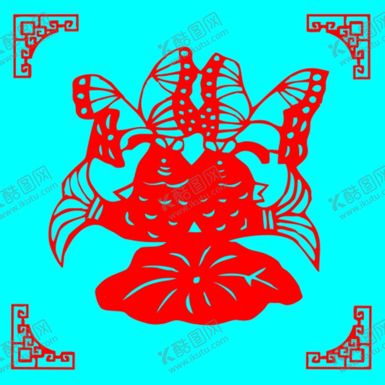 编号：47594410280910392523【酷图网】源文件下载-双鱼剪纸
