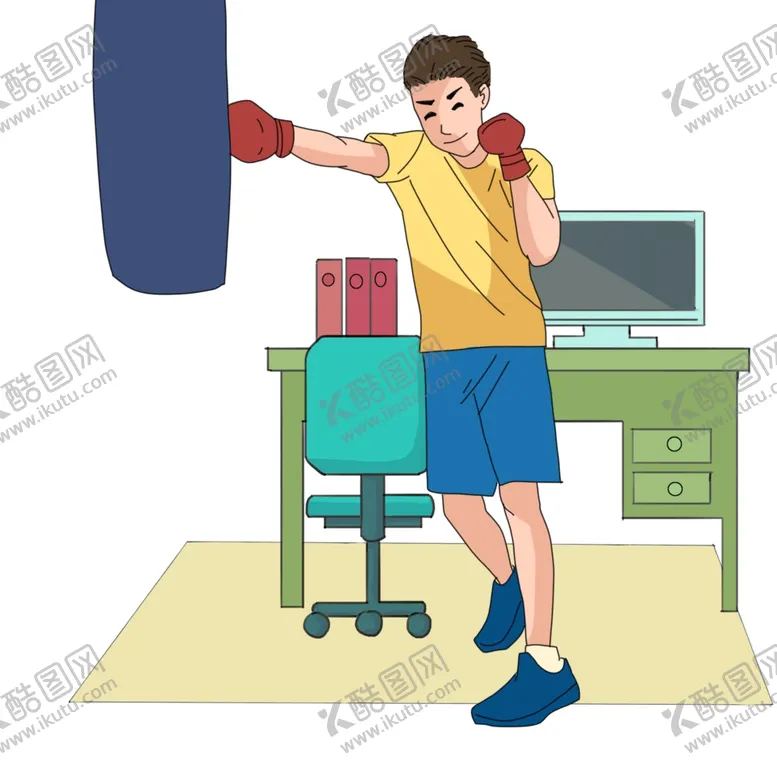 编号：33032206302327285863【酷图网】源文件下载-卡通居家运动插画