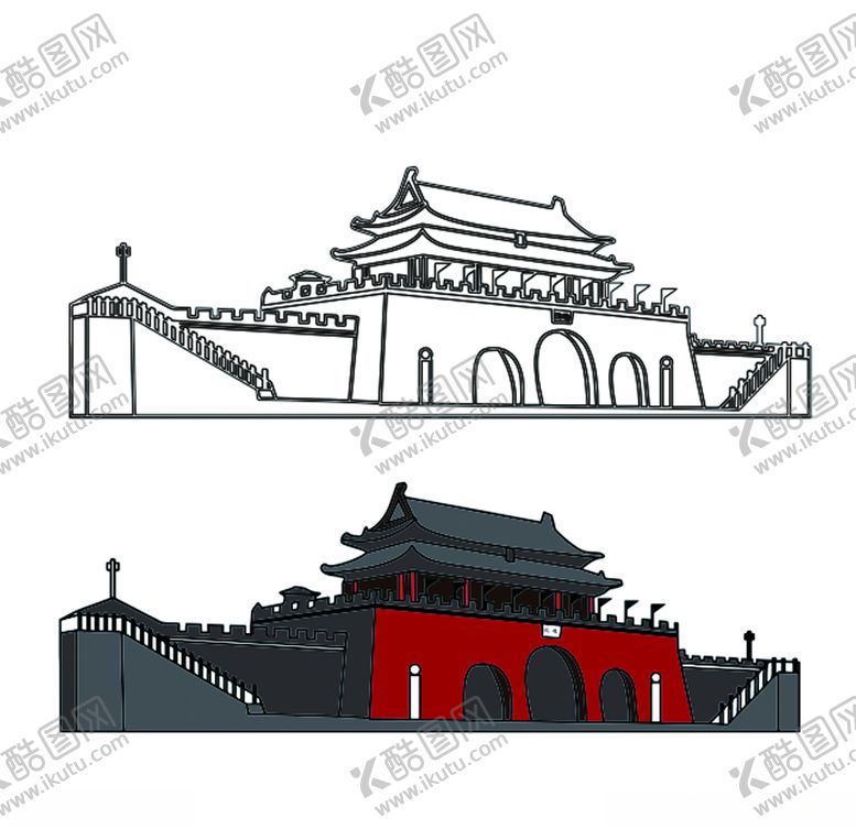 编号：64467309281136159614【酷图网】源文件下载-古城线稿