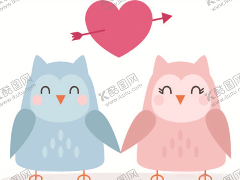 编号：51459107080519557543【酷图网】源文件下载-卡通情人节情侣猫头鹰