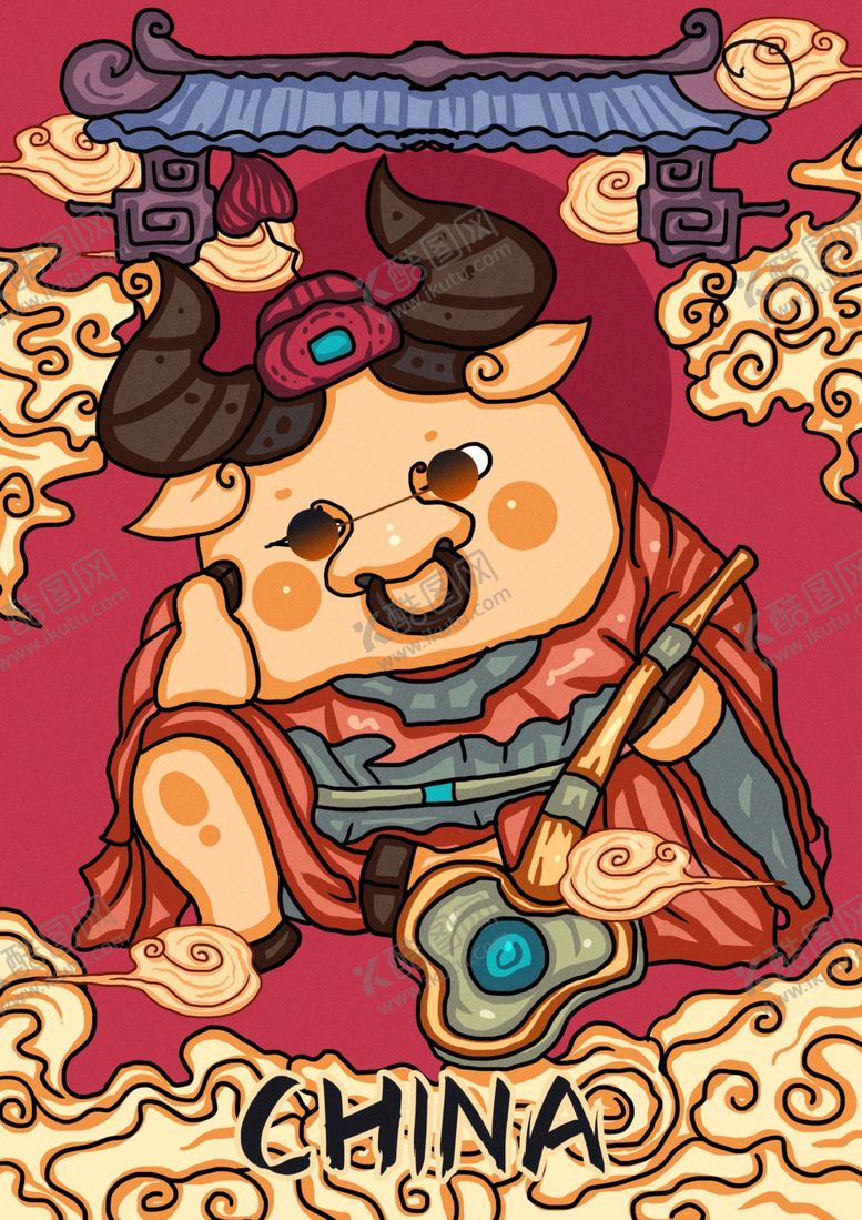 编号：11347409231308168371【酷图网】源文件下载-2021年金色牛年财神国潮风