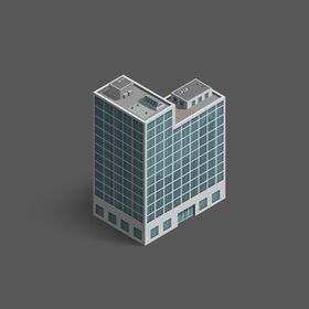 扁平蓝色建筑