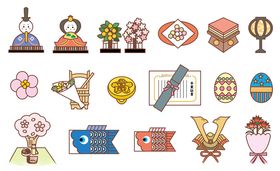 日本传统元素图标集合图片