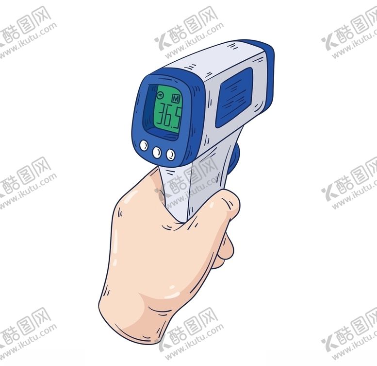 编号：81383210140636291191【酷图网】源文件下载-手绘手持温度计测量体温装饰