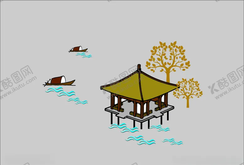 编号：82971106270055526308【酷图网】源文件下载-大坝树木河流古风水痕