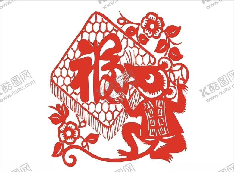 编号：75246707040420294696【酷图网】源文件下载-剪纸老鼠
