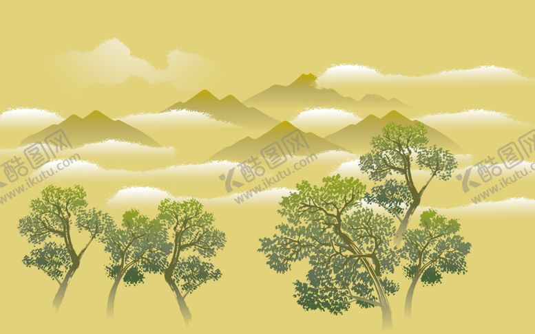 编号：98158606270827183550【酷图网】源文件下载-树木远山