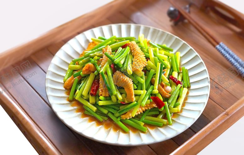 编号：16435801300443525984【酷图网】源文件下载-蒜苔炒鱿鱼