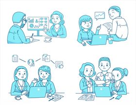 c4d卡通办公思考人物