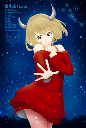 小清新唯美金牛座女神美女插画