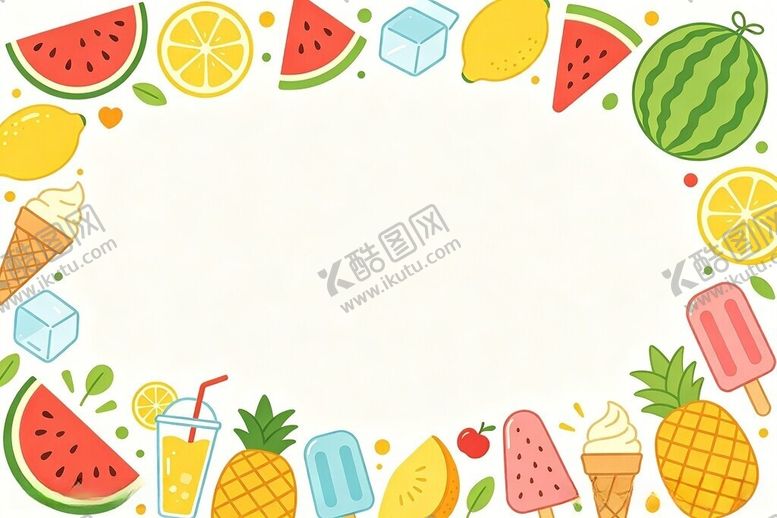 编号：70963805251107364941【酷图网】源文件下载-夏日缤纷水果边框图案