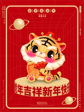 虎年吉祥元宵节海报元旦春节
