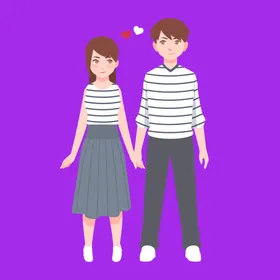 手绘情侣恋人爱男女卡通