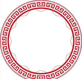 中国风红色回纹圆形边框矢量