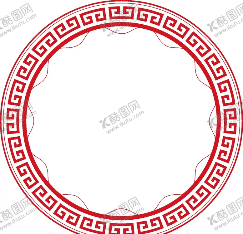 编号：70745507061721198280【酷图网】源文件下载-中国风红色回纹圆形边框矢量