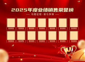 红色年度业绩荣誉榜设计