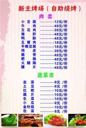 烧烤自助菜单