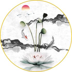 中式荷花意境装饰画