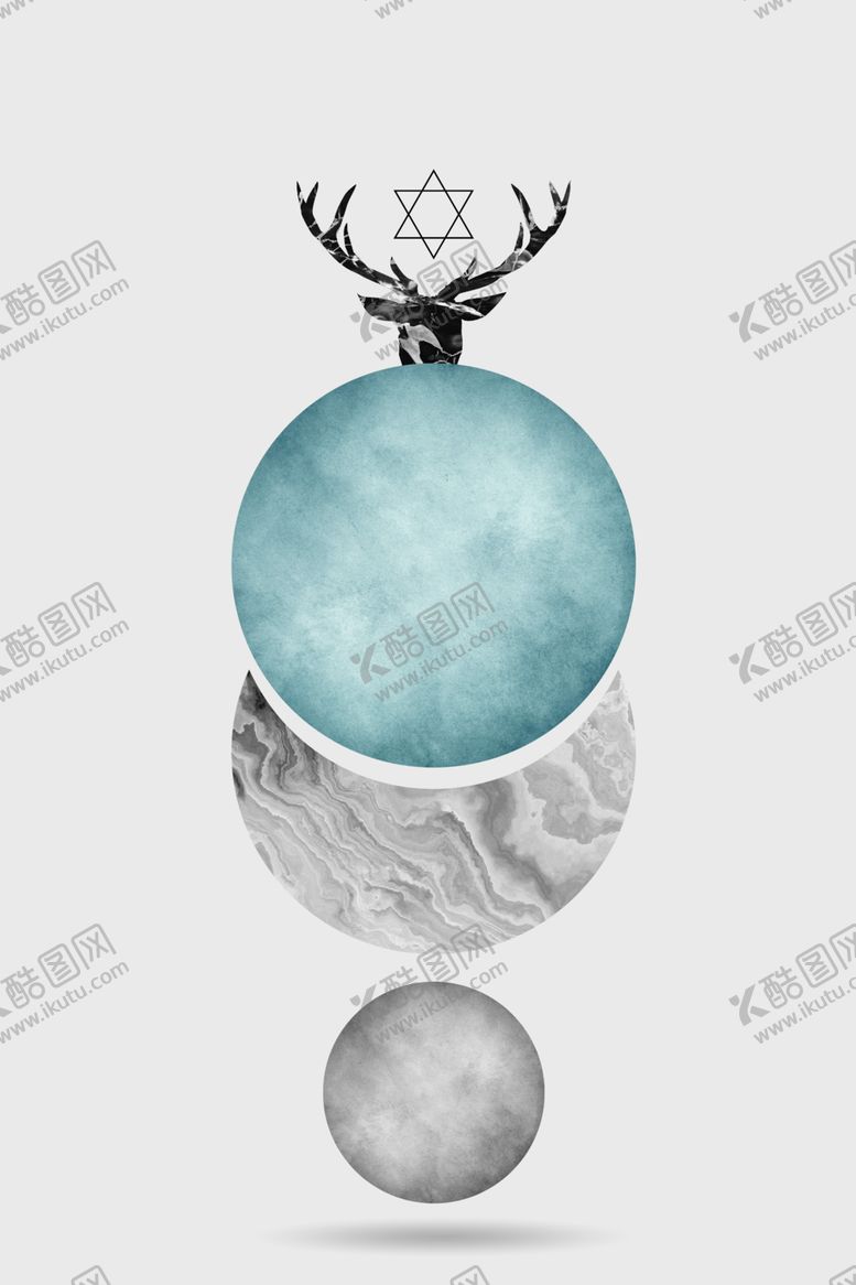 编号：29839505020051568081【酷图网】源文件下载-几何麋鹿装饰画