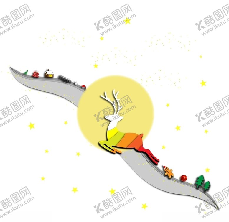 编号：78783207020825554351【酷图网】源文件下载-插画风圣诞节日麋鹿