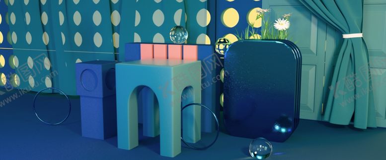 编号：32538004041404507903【酷图网】源文件下载-赛博舞台科技展台C4D场