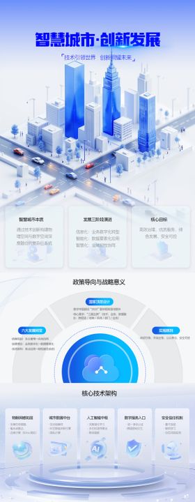 蓝色科技长图智慧城市·创新发展海报